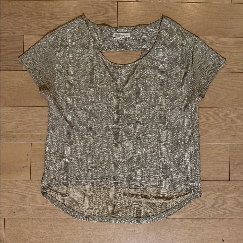 BCBGeneration Shimmering Short Sleeve Top
